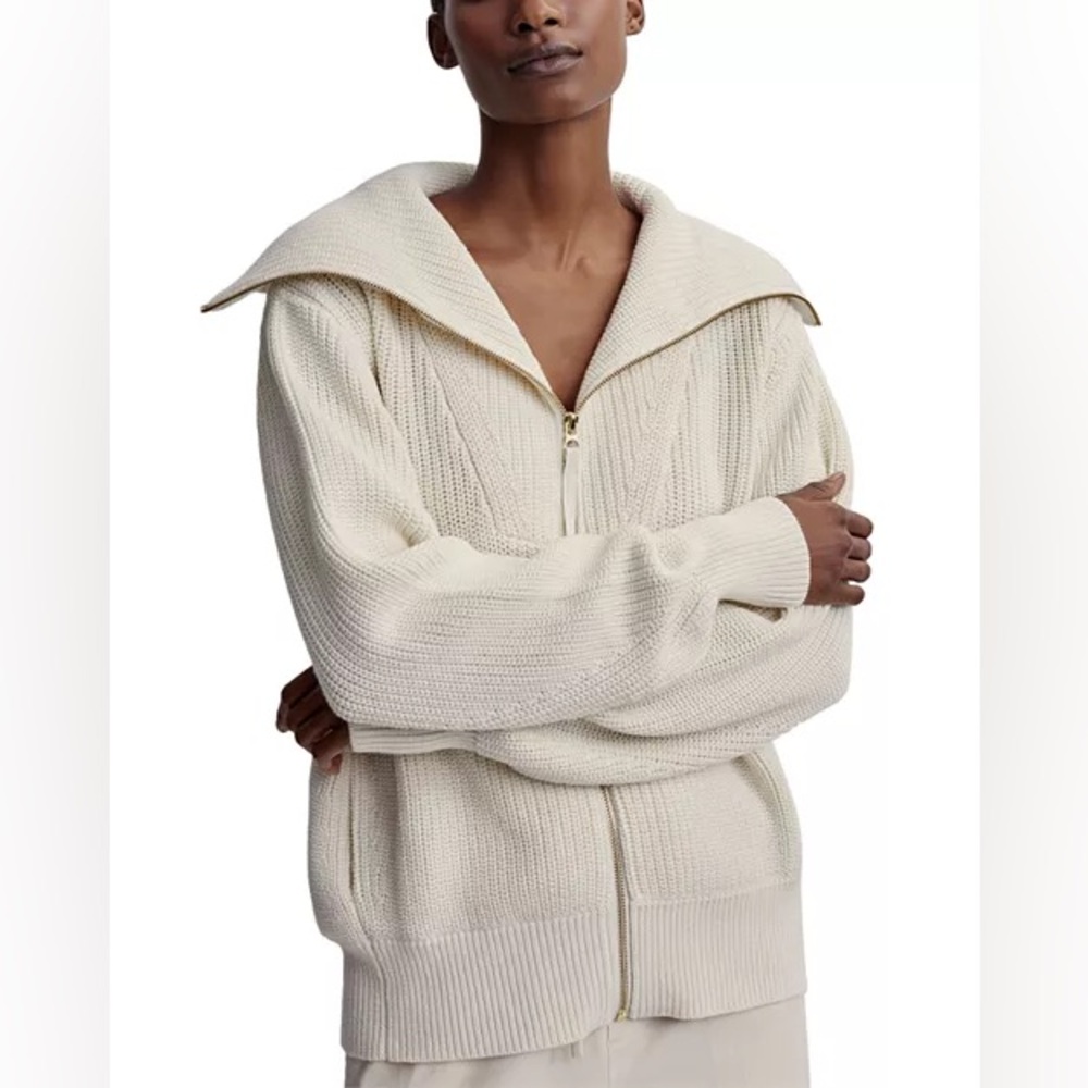 NWT Varley ‘Mayville’ Cotton Knit Jacket in Cream - Size Medium
